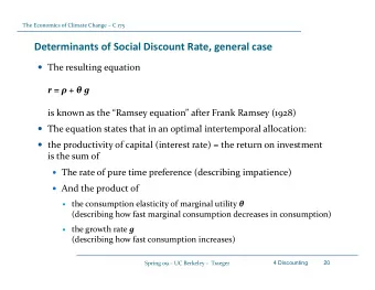 Determinants of Social Discount Rate, general case  The resulting equation r =  +  g r =