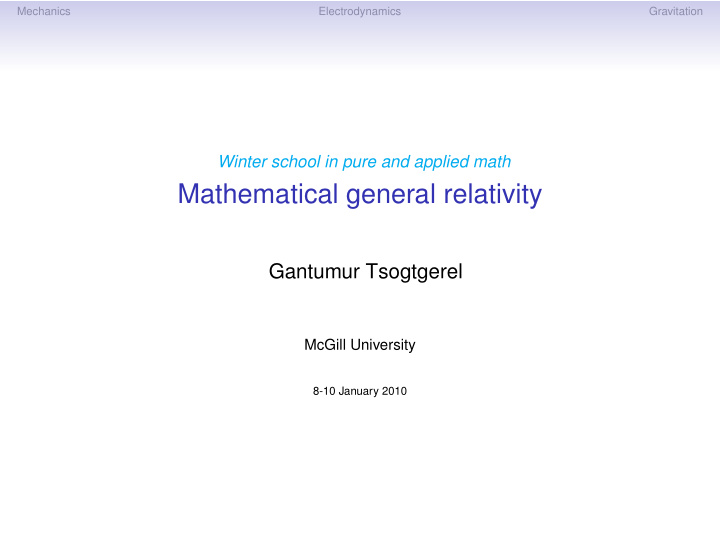 mathematical general relativity