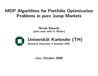 MDP Algorithms for Portfolio Optimization  Problems in pure Jump Markets  Nicole B  auerle
