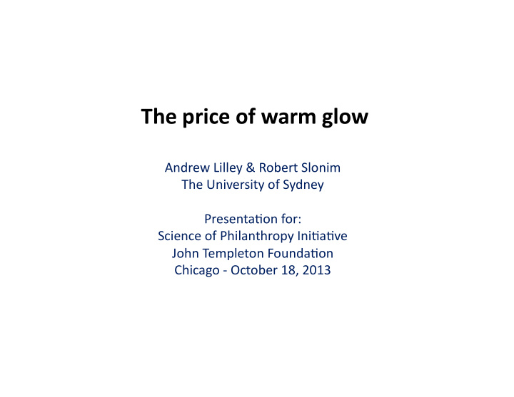 the price of warm glow