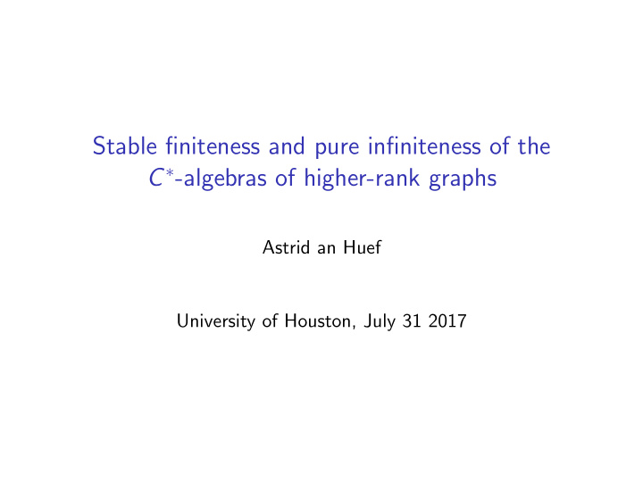 stable finiteness and pure infiniteness of the c algebras