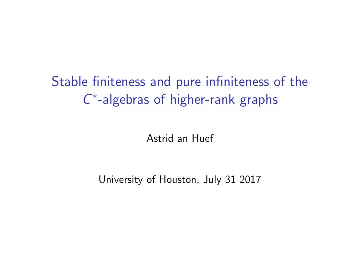 stable finiteness and pure infiniteness of the c algebras