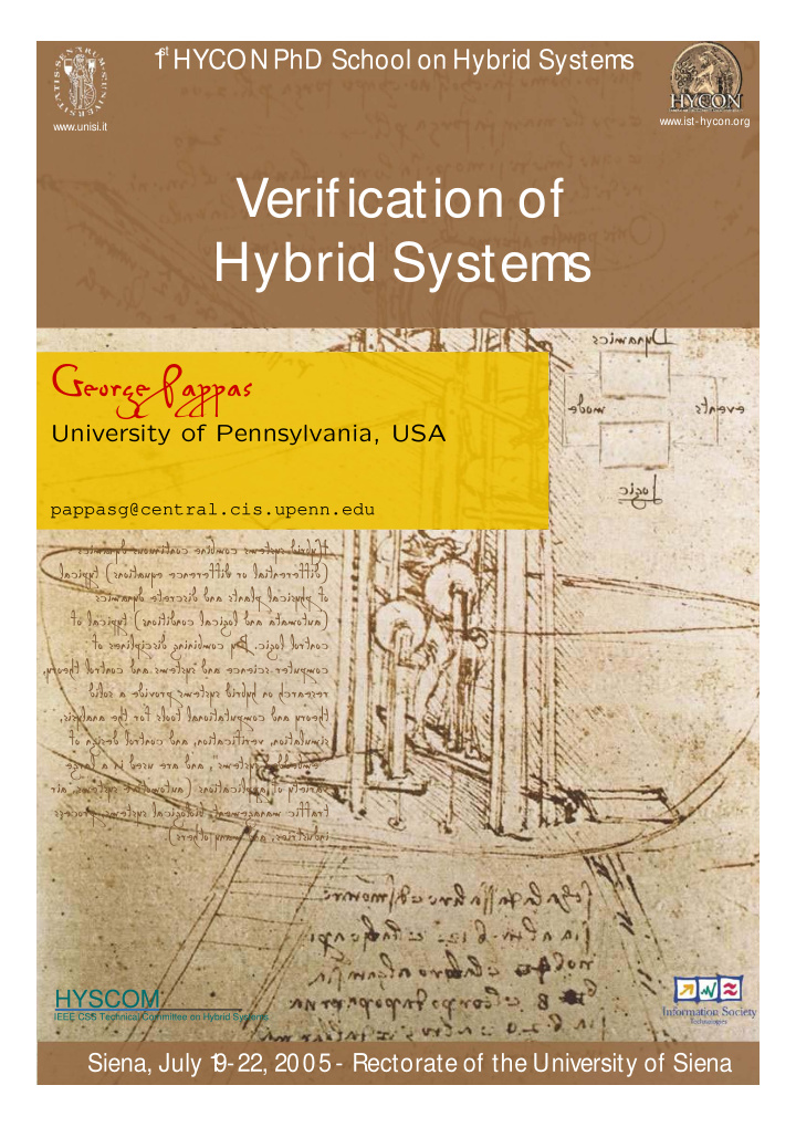 verification of hybrid systems george pappas