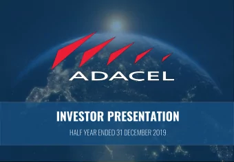 INVESTOR PRESENTATION  HALF YEAR ENDED 31 DECEMBER 2019  DISCLAIMER  This presentation has been