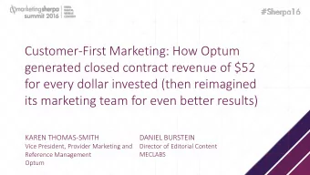 Session Title  KAREN THOMAS-SMITH  DANIEL BURSTEIN  Vice President, Provider Marketing and