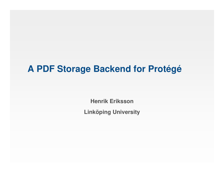 a pdf storage backend for prot g