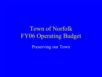 Town of Norfolk  FY06 Operating Budget  Preserving our Town TOTAL OMNIBUS BUDGET:  Level Service