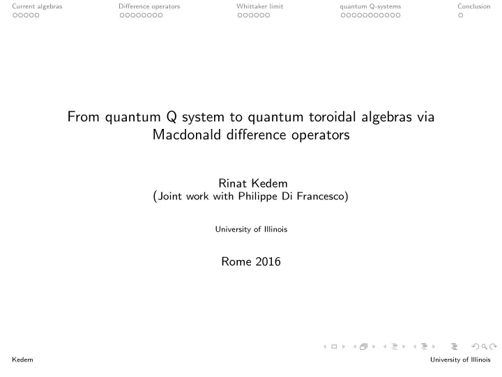 from quantum q system to quantum toroidal algebras via