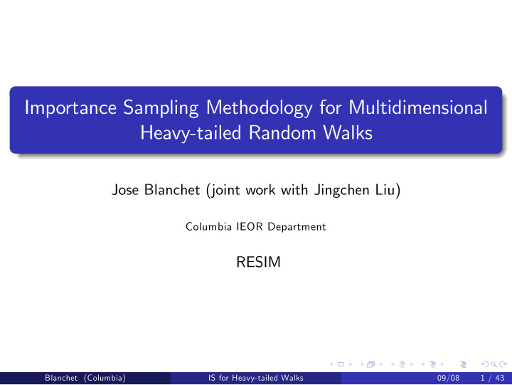 importance sampling methodology for multidimensional