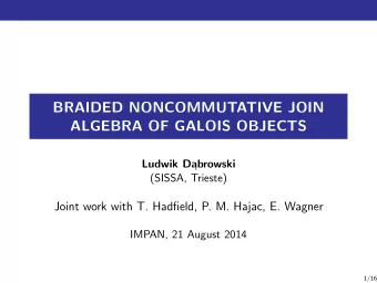 BRAIDED NONCOMMUTATIVE JOIN  ALGEBRA OF GALOIS OBJECTS Ludwik D   abrowski  (SISSA, Trieste)