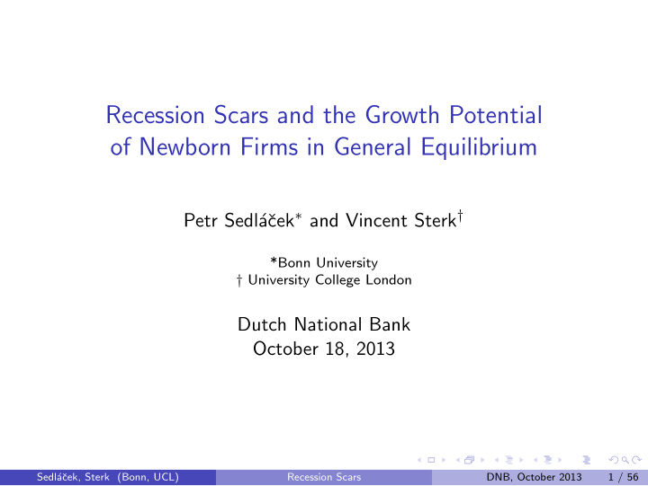 recession scars and the growth potential of newborn firms