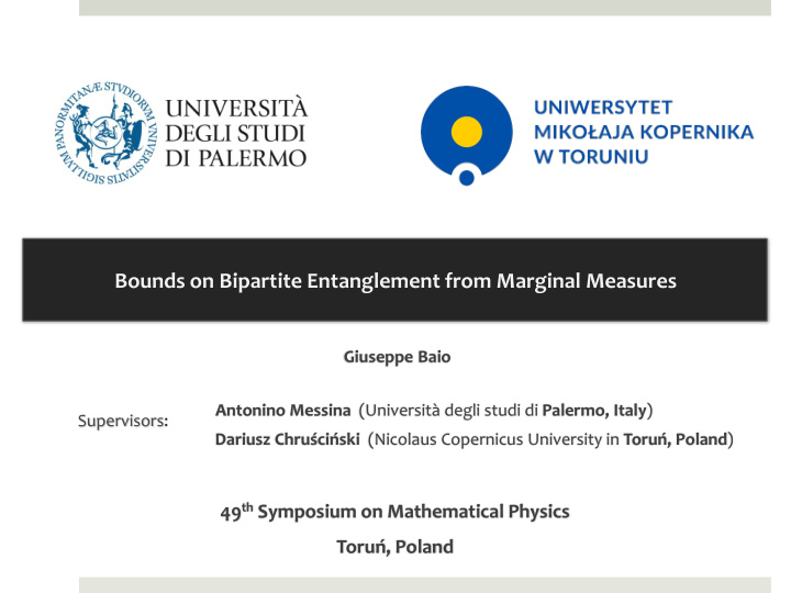 bounds on bipartite entanglement from marginal measures