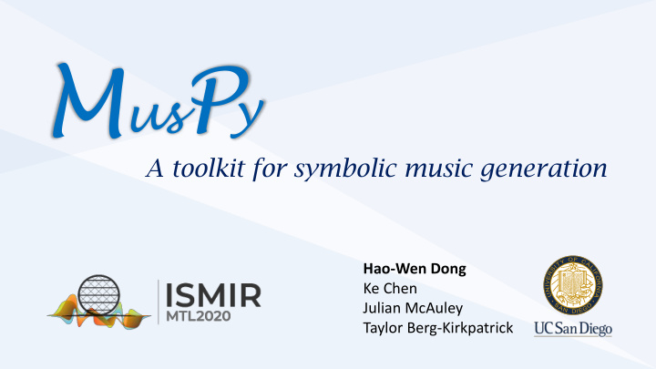 a toolkit for symbolic music generation