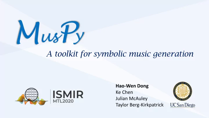 a toolkit for symbolic music generation