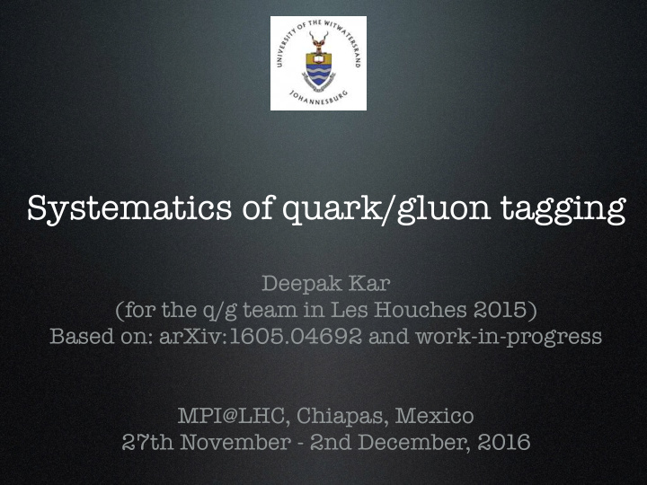 systematics of quark gluon tagging