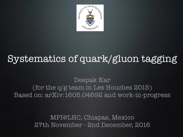 systematics of quark gluon tagging
