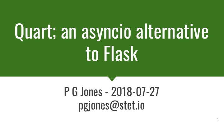 quart an asyncio alternative to flask