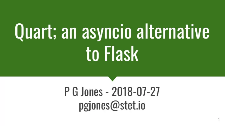 quart an asyncio alternative to flask