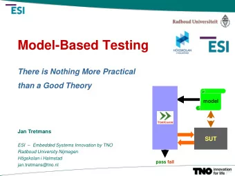 Model-Based Testing  There is Nothing More Practical  than a Good Theory  model  Jan Tretmans  SUT