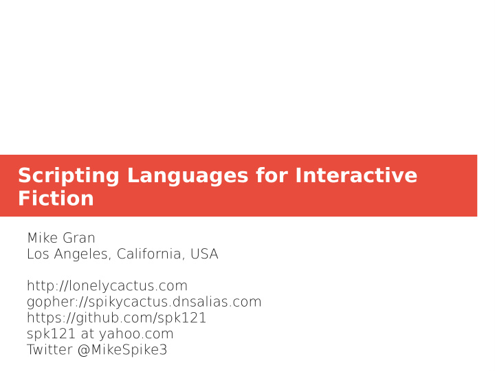 scripting languages for interactive fiction