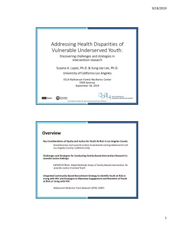 Addressing Health Disparities of  Vulnerable Underserved Youth:  Discovering challenges and