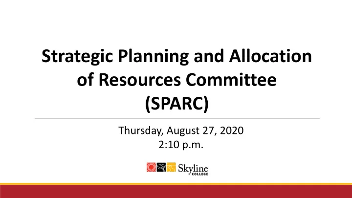 strategic planning and allocation of resources committee