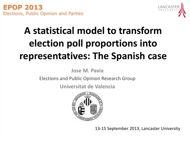 a statistical model to transform election poll