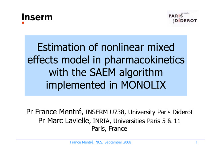 estimation of nonlinear mixed effects model in