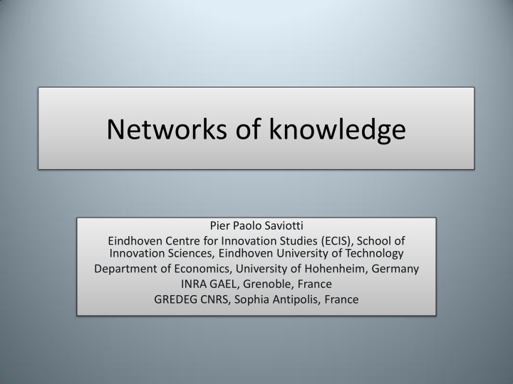 networks of knowledge