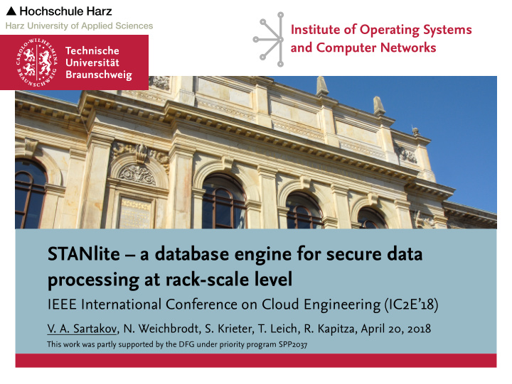 stanlite a database engine for secure data processing at
