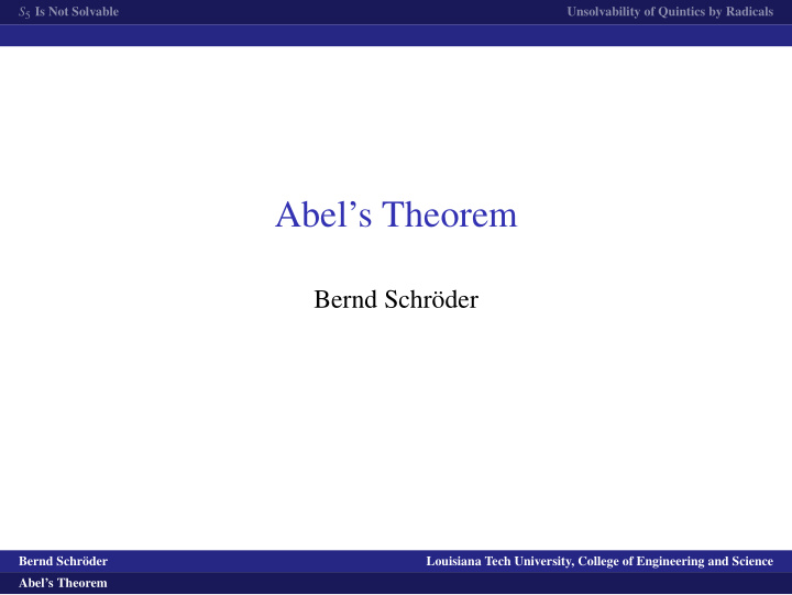 abel s theorem