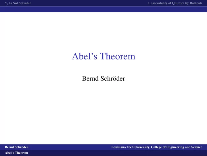 abel s theorem