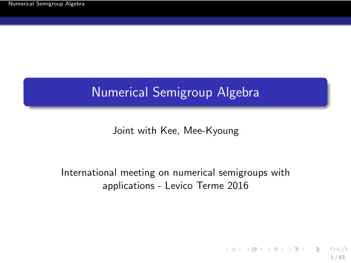 numerical semigroup algebra