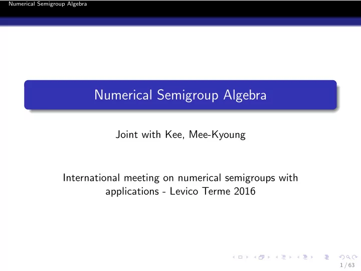numerical semigroup algebra