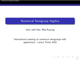 Numerical Semigroup Algebra  Joint with Kee, Mee-Kyoung  International meeting on numerical
