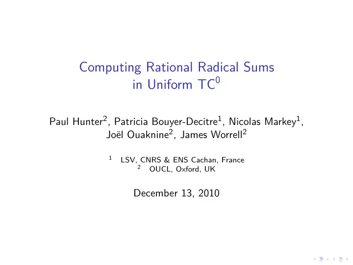 computing rational radical sums