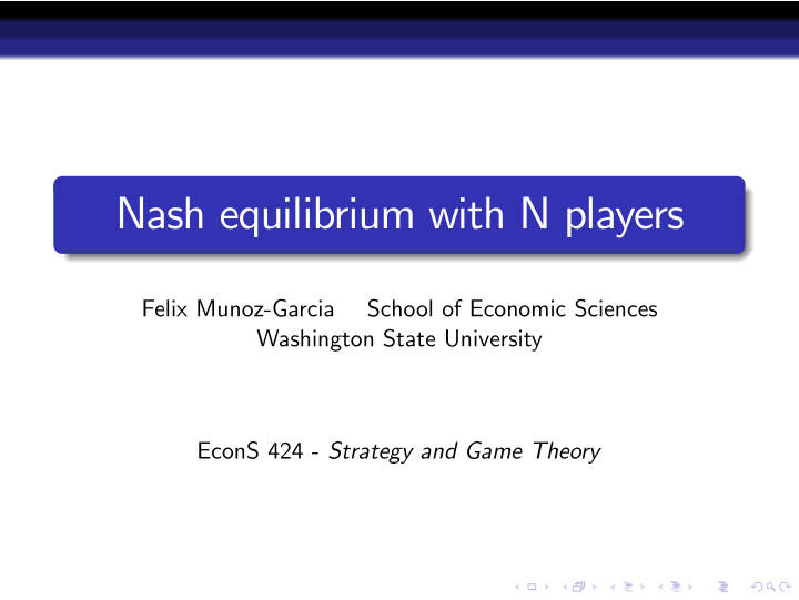 nash equilibrium with n players