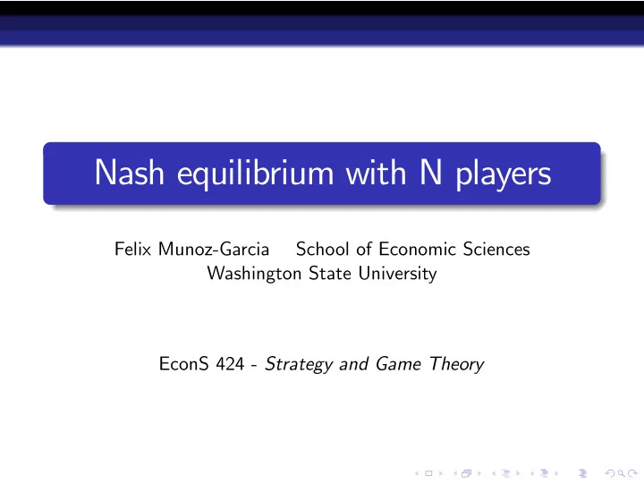 nash equilibrium with n players