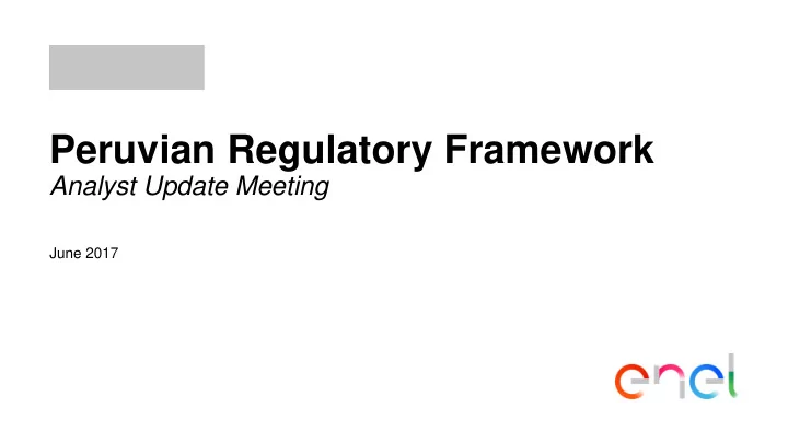peruvian regulatory framework