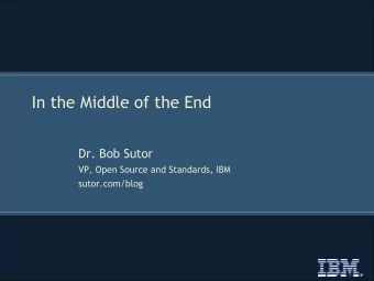 In the Middle of the End  Dr. Bob Sutor  VP, Open Source and Standards, IBM  sutor.com/blog
