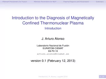 Introduction to the Diagnosis of Magnetically  Confined Thermonuclear Plasma  Introduction  J.