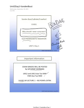 Unit2Day1-VandenBout  Wednesday, September 18, 2013  4:13 PM  Vanden Bout/LaBrake/Crawford  CH301