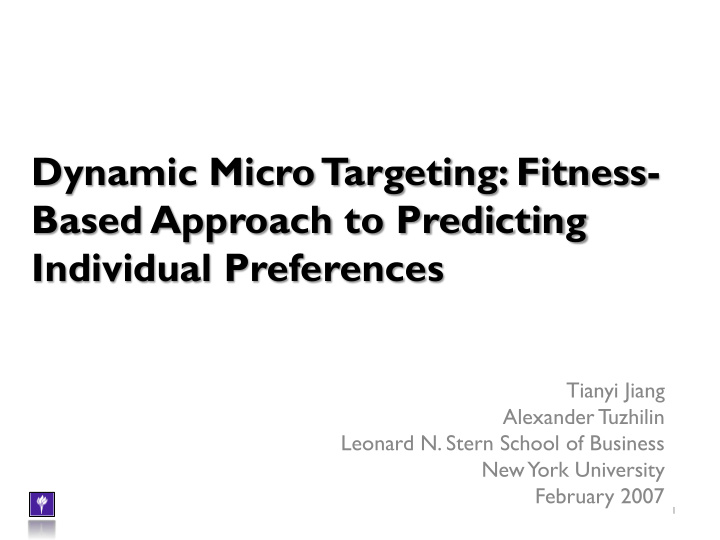 dynamic micro targeting fitness