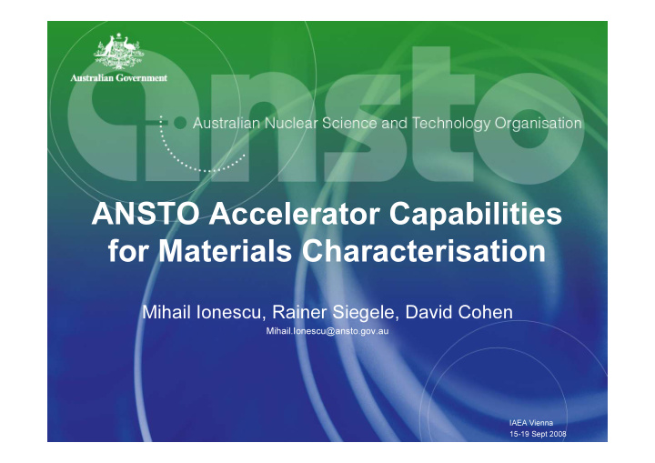 ansto accelerator capabilities for materials