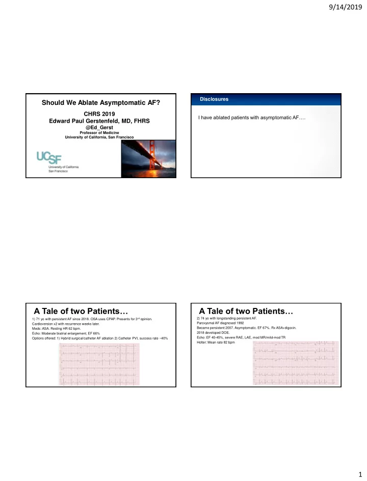 a tale of two patients a tale of two patients