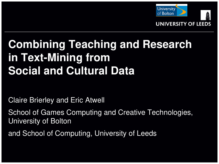 combining teaching and research in text mining from