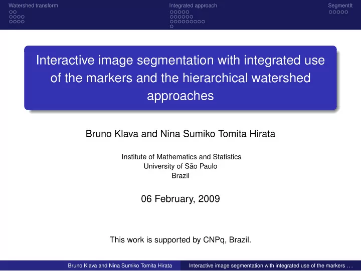 interactive image segmentation with integrated use of the