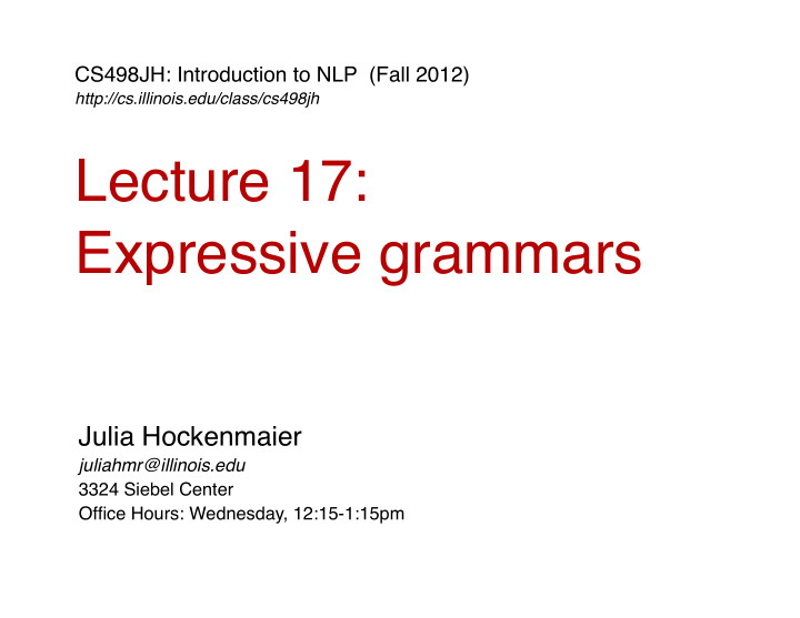lecture 17 expressive grammars