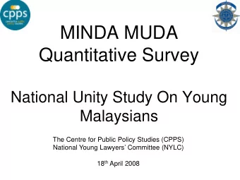MINDA MUDA  Quantitative Survey  National Unity Study On Young  Malaysians  The Centre for Public