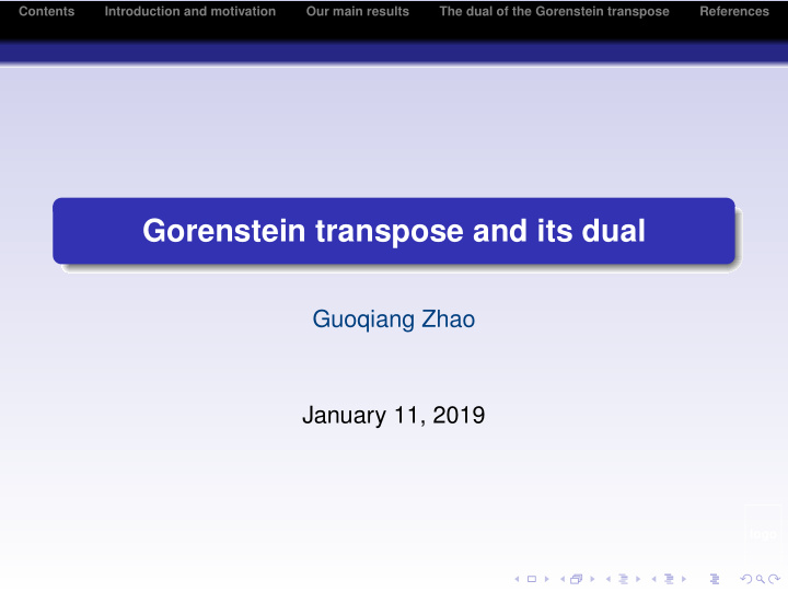 gorenstein transpose and its dual